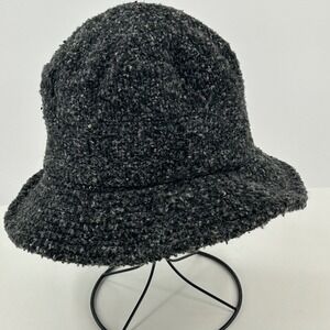 Sierra Club Boucle Bucket Hat Womens OSFM Black Gray Textured Winter Cloche Cozy